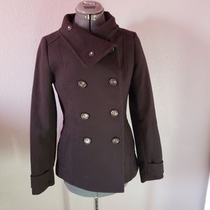 H&M black double breasted button up pea coat